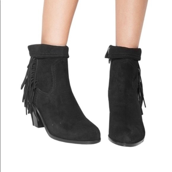 Sam Edelman Louie Booties Ankle Boot Fringe Suede Western - Picture 1 of 15